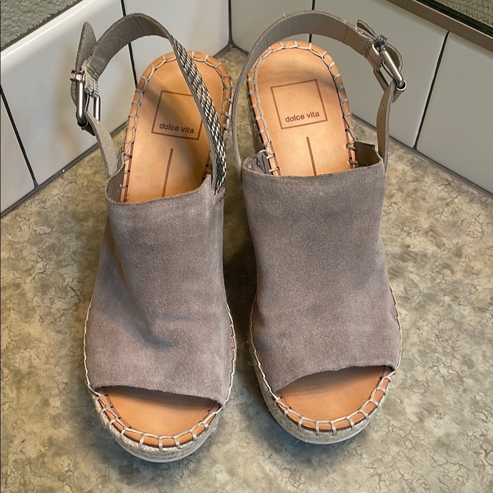 Dolce Vita Gray Espadrille Platform Shoes